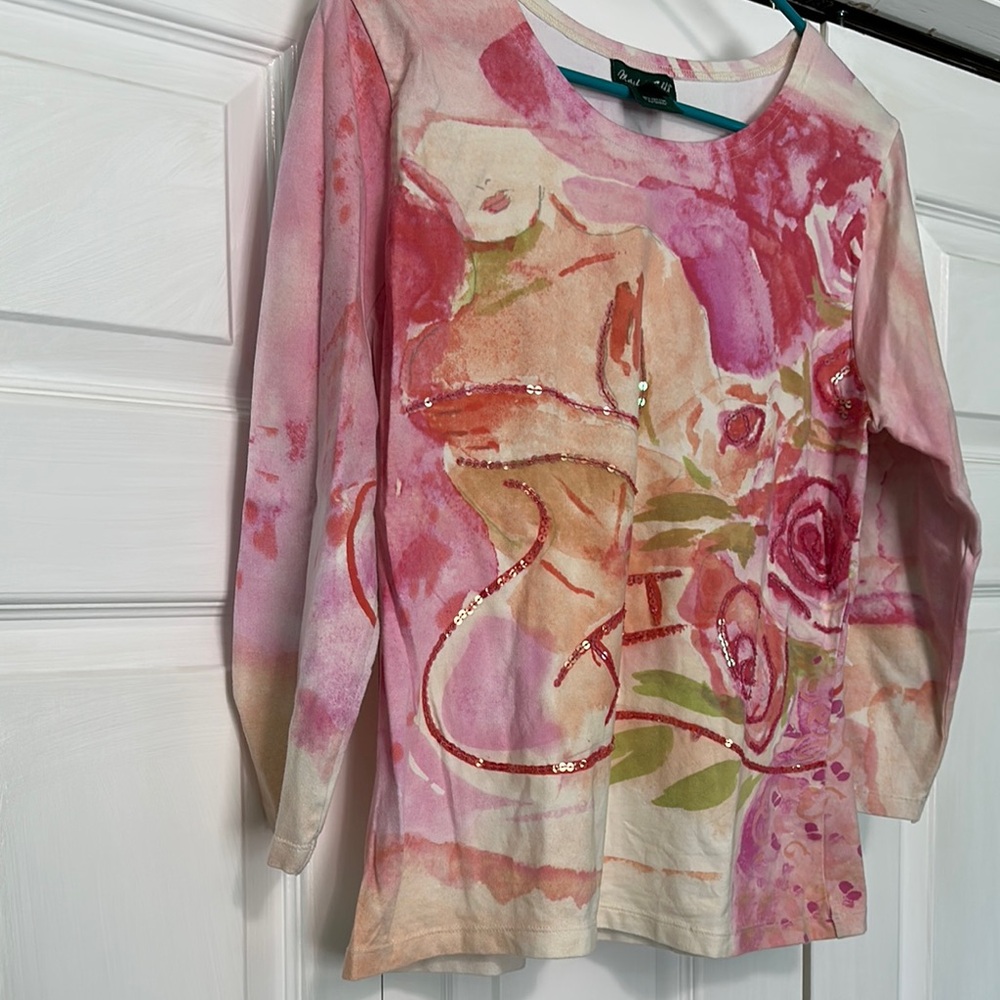Pink Graphic 3/4 Sleeve Shirt - Picture 5 of 6